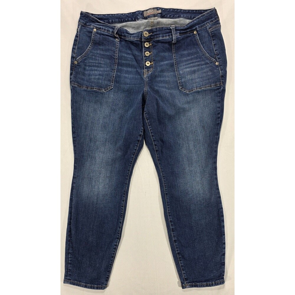 Torrid Mid Rise Skinny Jeans Women's 22R Stretch Denim Medium Wash Whiskered